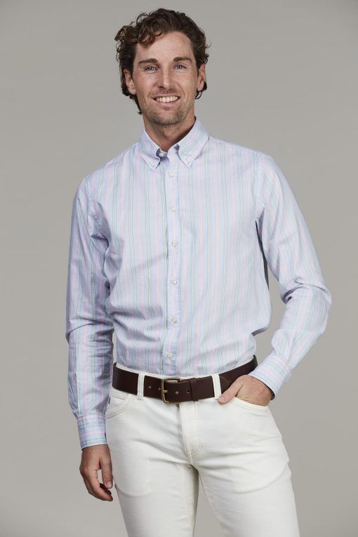 Skjorta, Vivid Stripe Shirt, Grön, S, Hansen & Jacob - S
