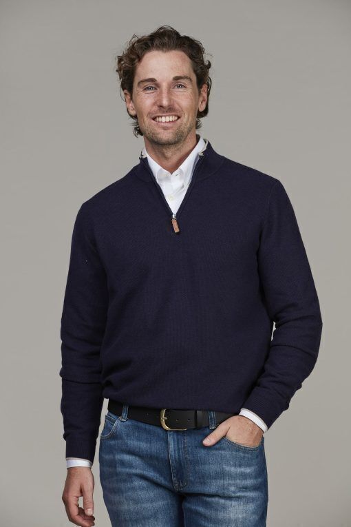 Half Zip Structure Knit, Marinblå, XXL, Hansen & Jacob - XXL