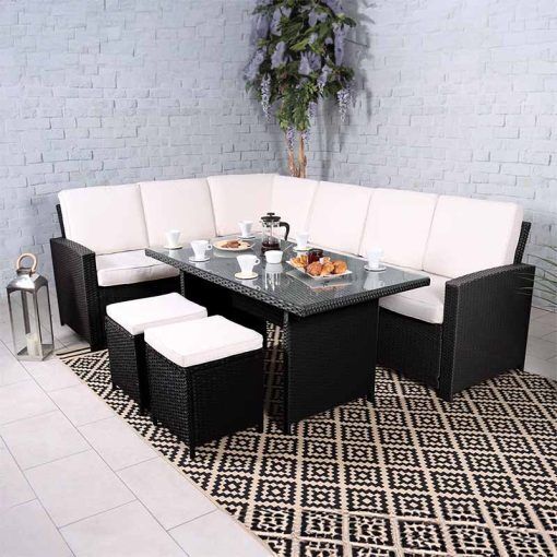 Berlin 8 Seater Corner Dining Set in Black