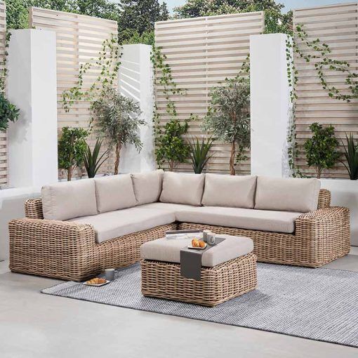 Como Natural Antique Outdoor Corner Seating Set