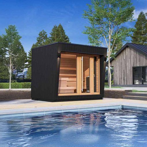 Saunum AirCube Space Outdoor Sauna, Saunum Experience 9kW / L-Shaped (Alder)